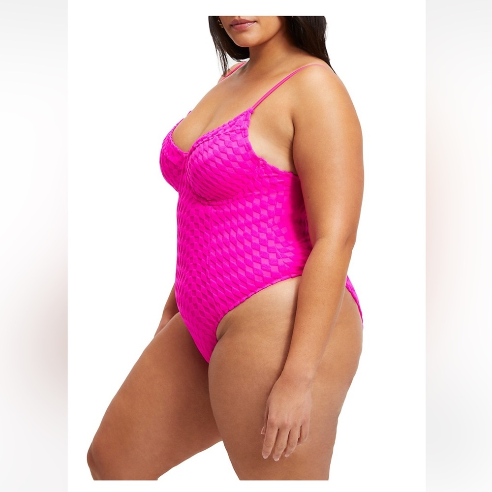 GOOD AMERICAN Showoff One-Piece Swimsuit 5 (xx-large) Hawaiian Pink NWT